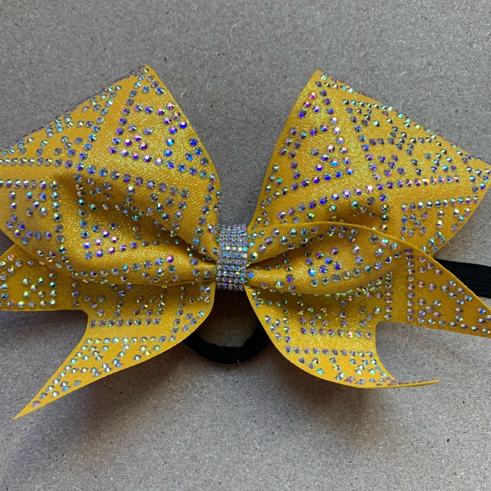 Gold Patterned Cheer Bow
